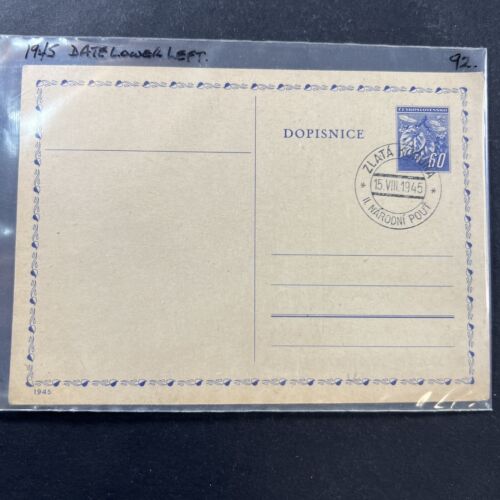 Tchécoslovaquie 1945 rare Zlata Koruna cachet de la poste sur carte postale - coffre-fort à timbres - Photo 1 sur 2