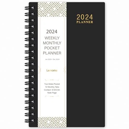 2024 pocket planner/calendar - weekly & monthly pocket planner jan. 2024 -  de... | ebay