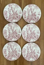 6 Pierre Deux Gien Lafayette Red Charger Plates 12 3/4" EXC