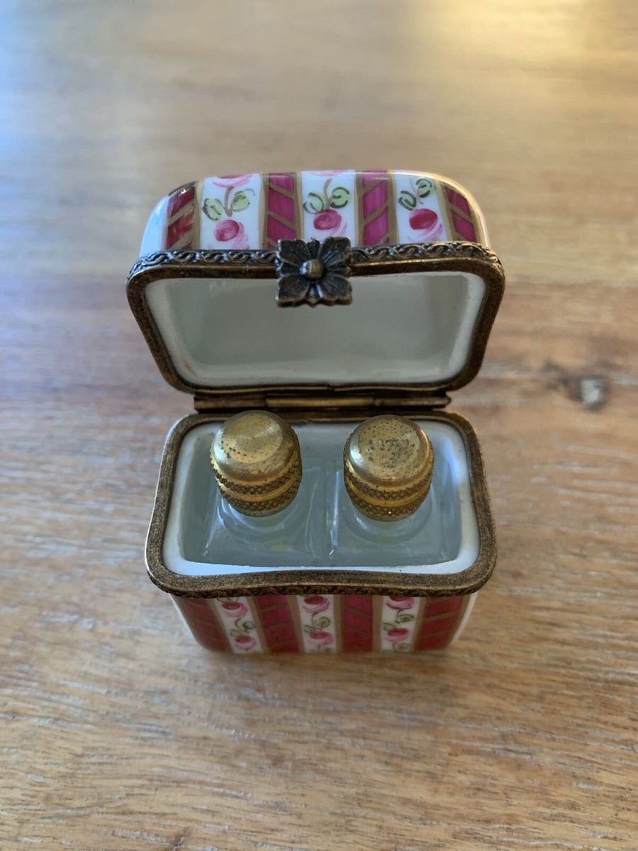 Vintage Limoges Parfum Box- Signed And Numbered -Pink Roses