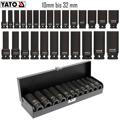 YATO Schlagschrauber Steckschlüssel Kraftnuss Kraft Stecknuss Einsatz 1/2'' 10-32