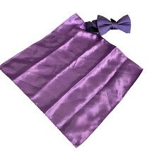 Alfani Men's Pre Tied Geo Bow Tie Solid Pocket Square Set Purple