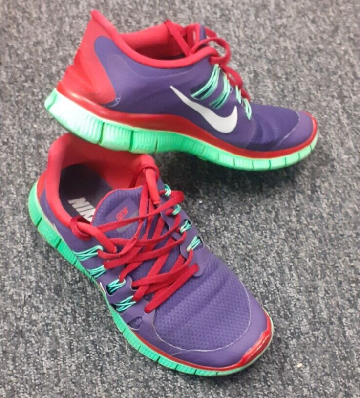 NIKE Womens Free Flash Trainers Size UK Red/Purple/Green