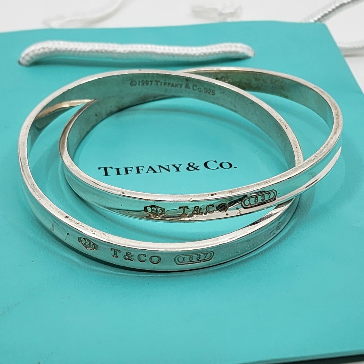 Tiffany & Co. Sterling Silver Authentic Interlocking Bangle