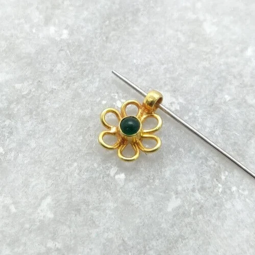 18k Yellow Gold Floral Style Charm Pendant Findings DIY Jewelry Finding Supplies - Image 2 of 4