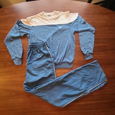 Vintage 80's Nike Blue Tag. Sweat Suit, Jump, Track, Size Medium, Blue, White