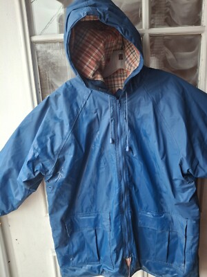Hooded Zip Up  Misty Harbor    Men's Med Blue Rain Jacket Flannel Lined
