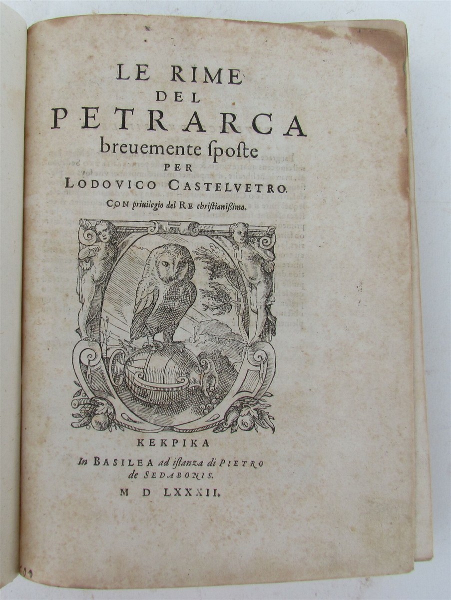 1582 POETRY by PETRARCH antique VELLUM BOUND book LE RIME DEL