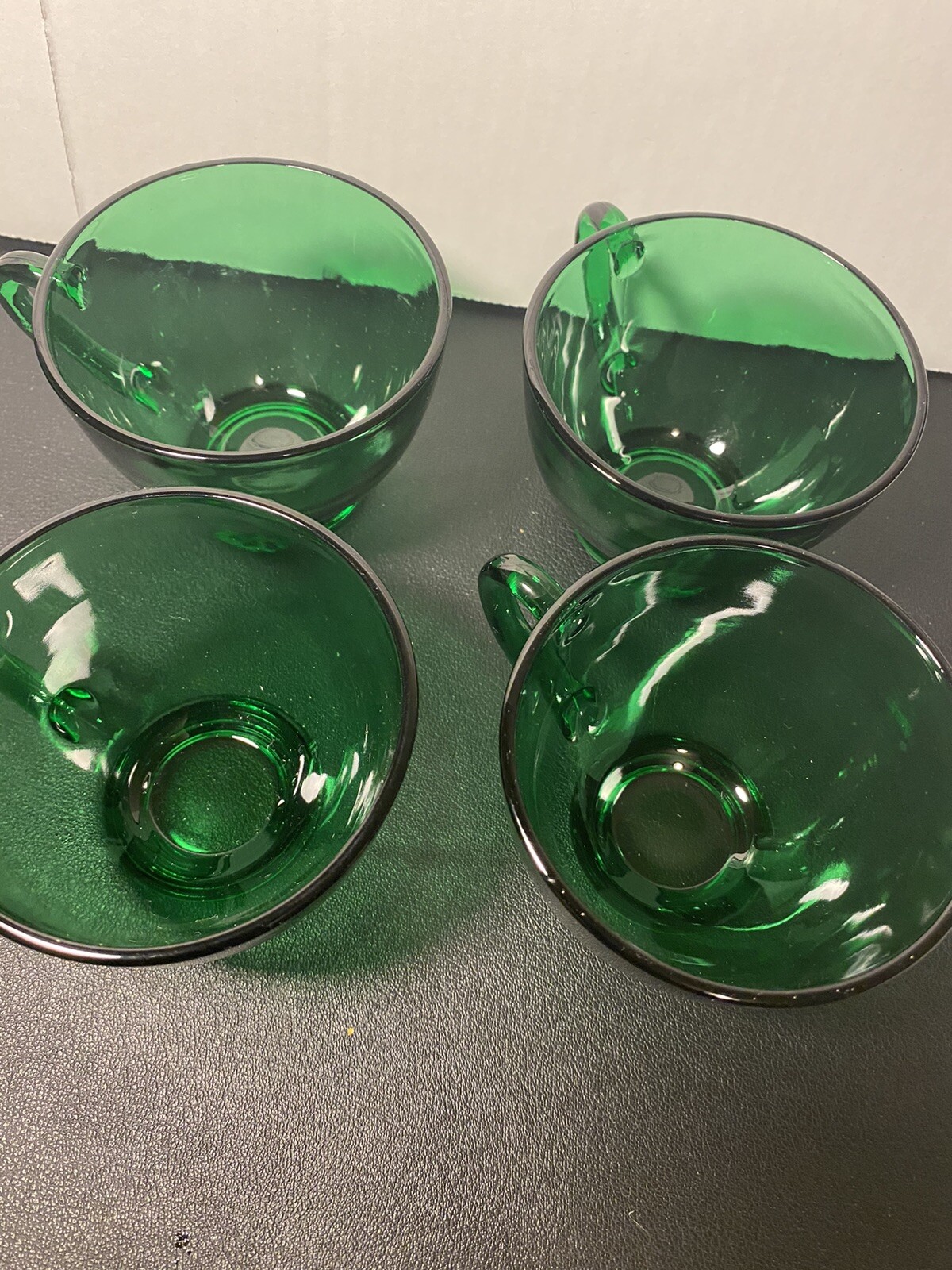 (10 pc) Anchor Hocking Forest Green Punch Bowl Set Vintage8cups + 1