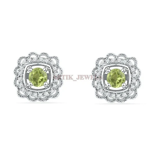 Natürlich Peridot Edelstein Mit 925 Sterlingsilber Manschettenknopf #2458