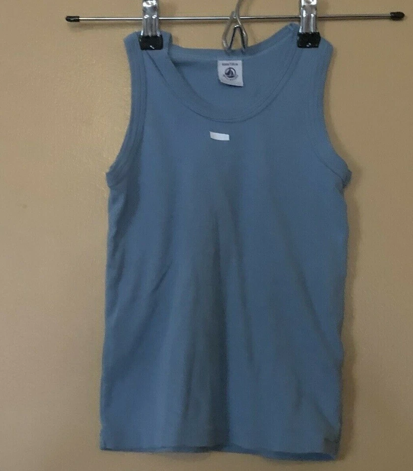  Camiseta sin mangas Petit Beteau para niño talla 6y cuello redondo azul sin mangas  Foto 2 de 4
