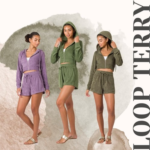 ZENANA loop terry zip hoodie & short set NEW comfy and cute