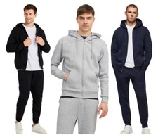 Mens Hooded Zip Tracksuit Pockets Fleece Sweatshirts Jogging Bottoms Pullover