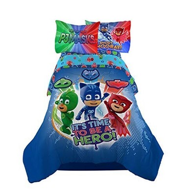 PJ Masks 'It's Hero Time' Kids Bedding Set - 5 Piece Full Size With Reversible Comforter & Sheets (Blue) - View #6