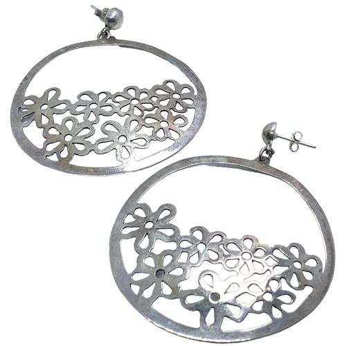 extra large open work sterling silver hoop earrings
