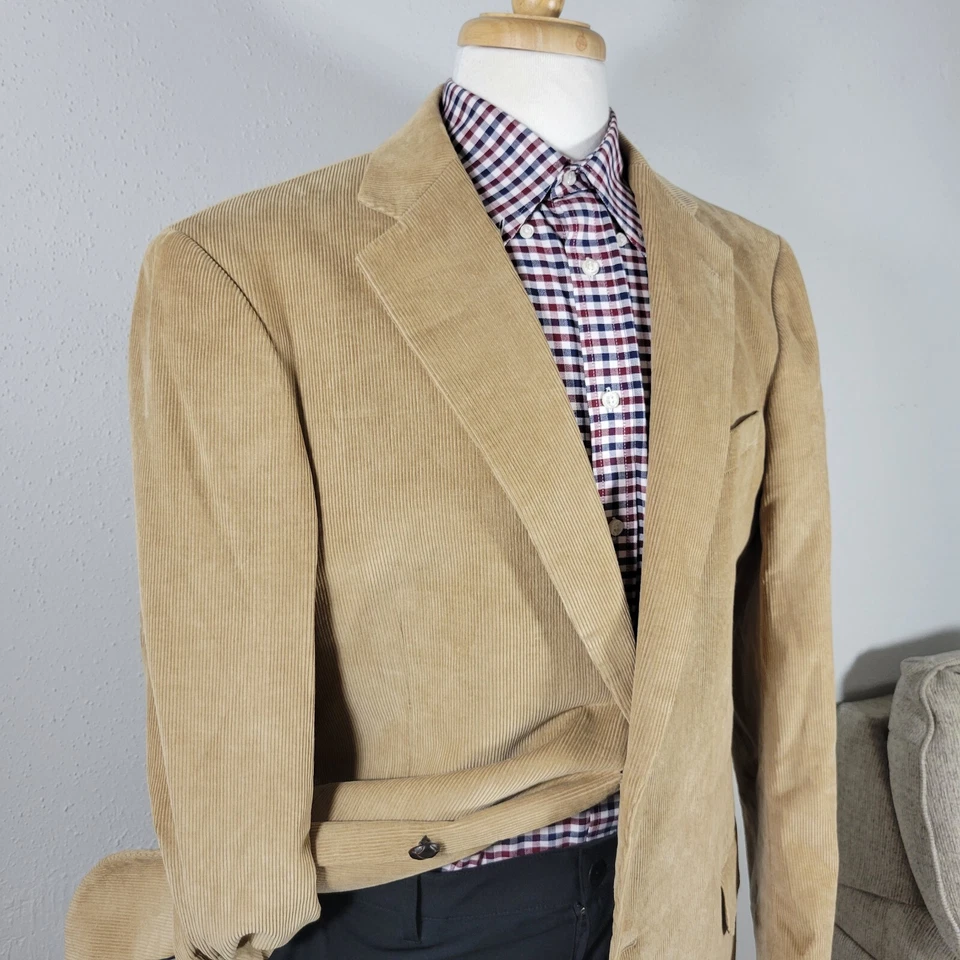 Abrigo Blazer Deportivo Hombre Dockers Dos Botones Beige Algodón Pana Talla 44L Foto 3 de 4