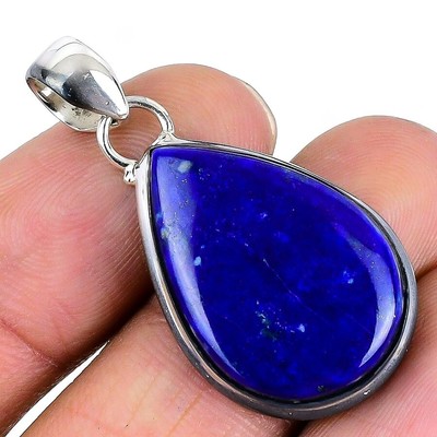 Hals Chakra Lapislazuli Edelstein 925 Sterling Silber Handwerk Ethno Anhänger