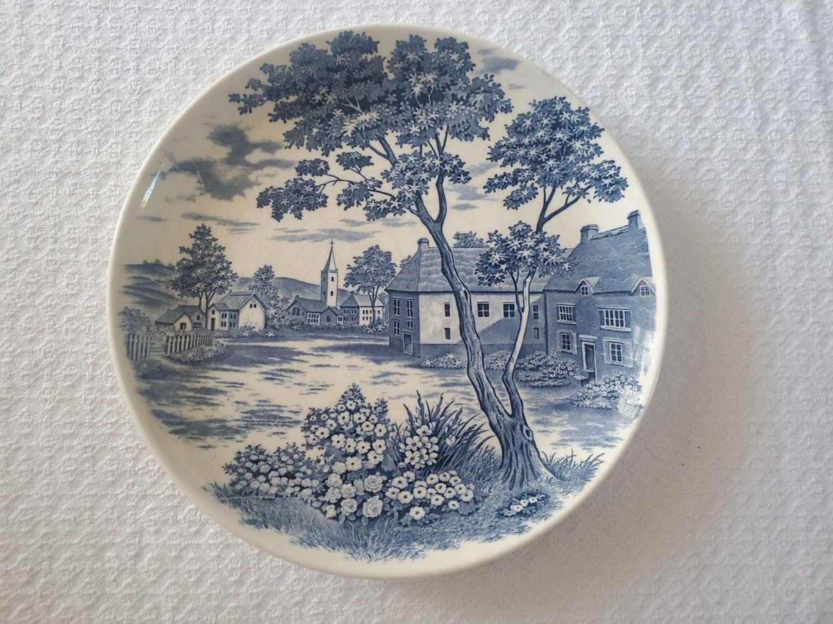 ブルー＆ホワイト 食器セット 皿　プレートenglish village Vintage English Village Japan Blue & White Transferware Plate 9