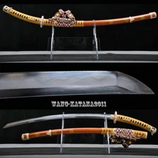 Sharp Japanese Samurai Katana Sword Clay Tempered Full Tang Tachi Koshizori