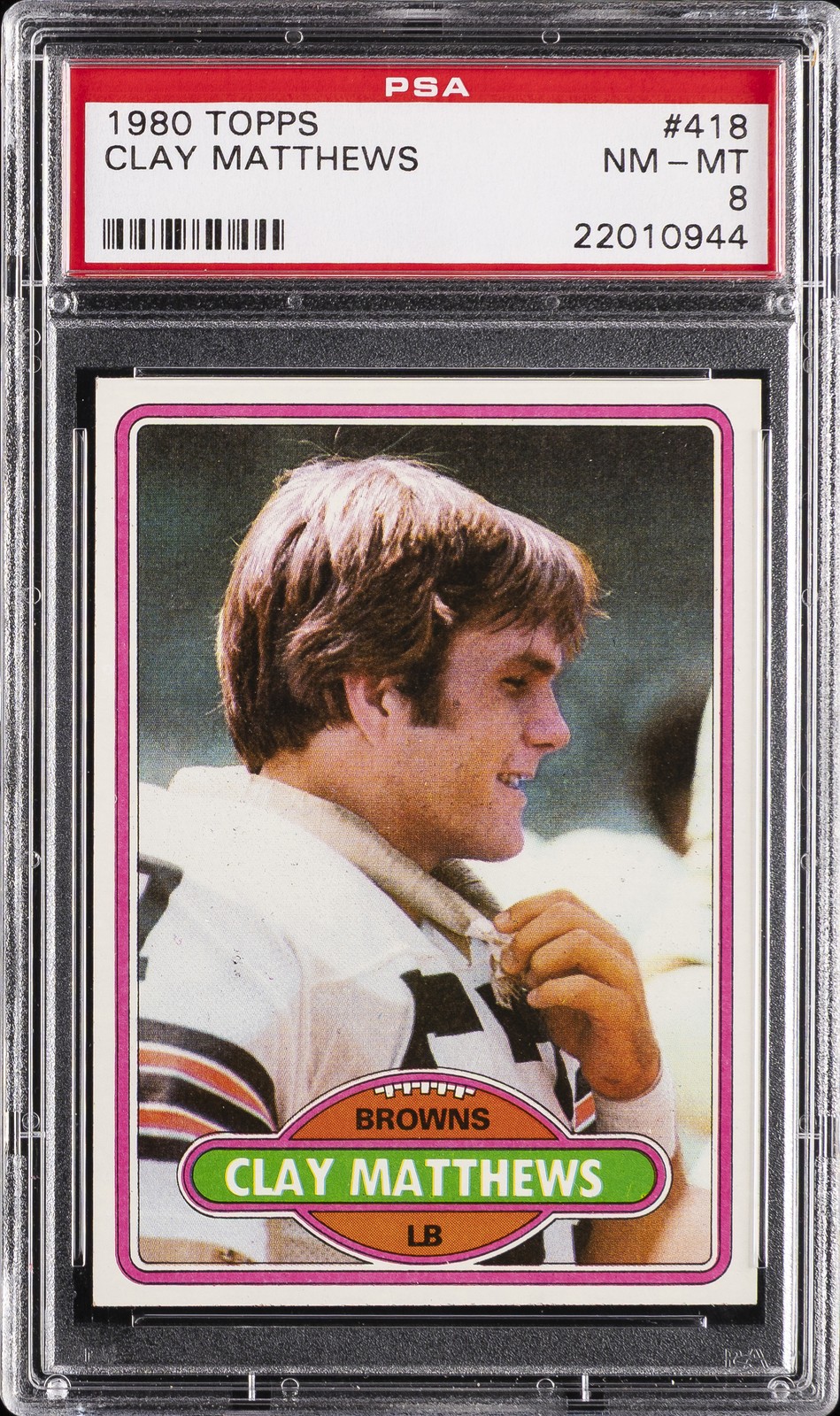 1980 TOPPS #418 CLAY MATTHEWS PSA 8