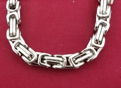 36 INCH  STAINLESS STEEL SILVER 6MM  BYZANTINE TURKISH  BOX ROPE CHAIN NECKLACE