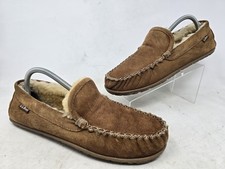 LL Bean Mens Wicked Good Moccasins Brown Slippers Size 9