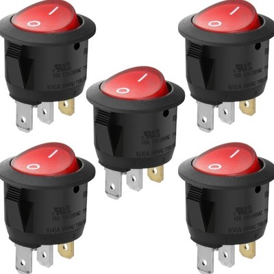 Wippschalter EIN-AUS 10A 250VAC rot 5er Pack Klemmen Panelmontage