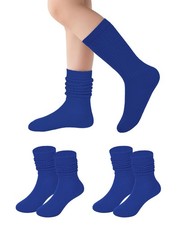 Kids Slouch Socks Girls Toddler School Uniform Knee 3-5T, 2 Pairs Royal Blue