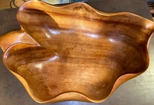 Vintage Blair Honolulu Hawaii curly Koa Wood Leaf Bowl Hawaiian Acacia 13”x8”