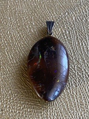 Großer Boulder Opal Anhänger - 925 Silber - Massiver Naturstein - Unikat)