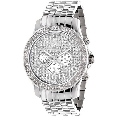 Men's Stainless Steel Diamond Watch | Luxurman Raptor 46 mm