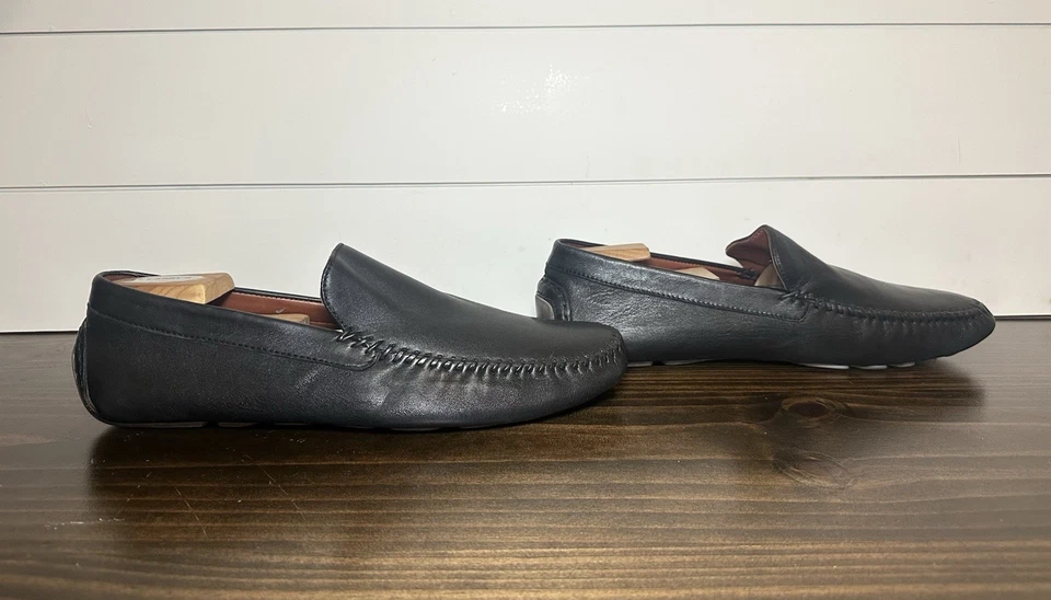 Mocassim de condução ROBERT ZUR de couro preto sapatos preppy masculino TAMANHO 11 - Imagem 4 de 4