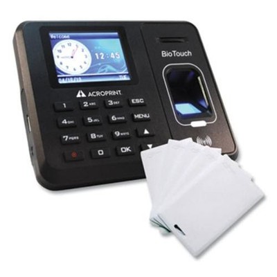 Acroprint Time Recorder 01-0276-200 Biotouch Time Clock And Badges Bundle, Black