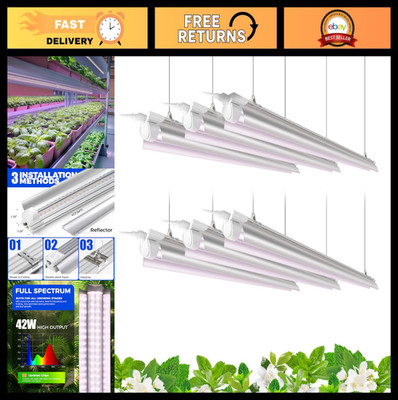 6-Pack 4FT Full Spectrum LED Grow Light, 252W Plant Lamp Fixture for Indoor Plan