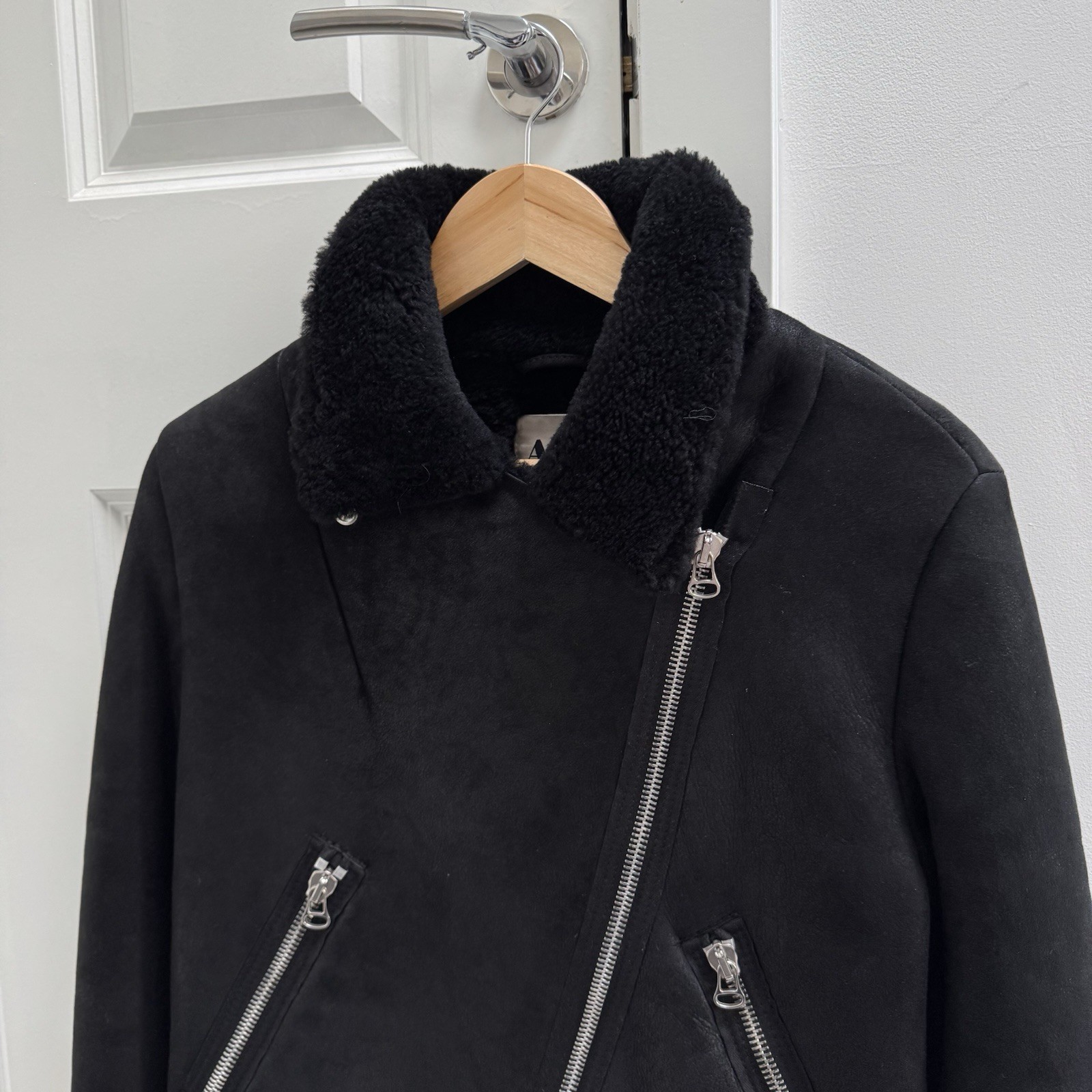 Acne Studios Black Leather Shearling Lined Jacket - Biker Style, UK 8 (36) | Authentic | No Wear | RRP £1800 image 2