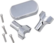 LA Choppers Solid Handlebar Riser/Top Clamp Kits-3in. Tall-Chrome-LA-7442-03