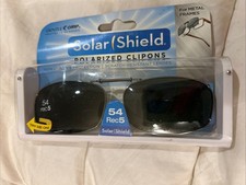 Solar Shield Polarized Clip On 54 rec 5 Black Full Frame Sunglasses NEW 