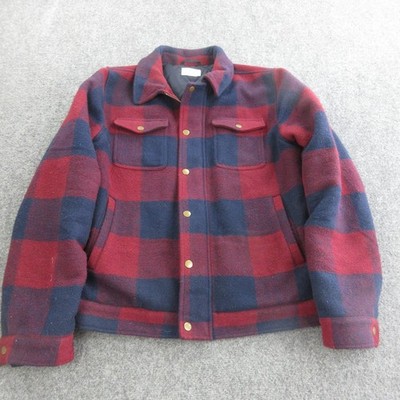 Marine Layer Jacket Mens Medium Red Plaid Flannel Quilted Snap Insulated Outdoor