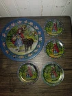 Vintage Ohio Art Co. Little Red Riding Hood Tin Litho Childrens Plate Set Of 5