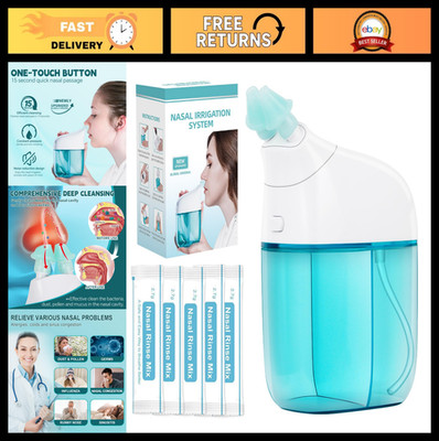 Nasal Irrigation System with 30 Saline Packets - Sinus Rinse Machine, Auto Waste
