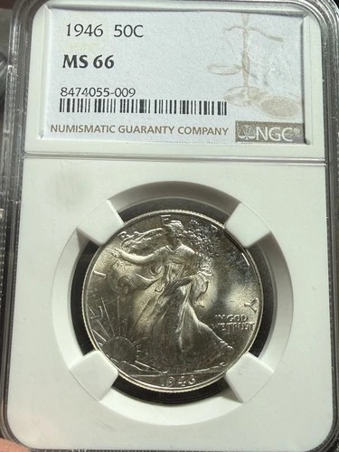 1946-p LIBERTY WALKING HALF DOLLAR NGC MS66 White Coin 50c Silver