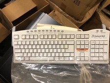 Vintage Packard Bell PS/2 Computer Media Select Keyboard Beige White FDA-116C
