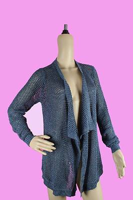 INC INTERNATIONAL CONCEPTS INKBERRY FISHNET COZY BLUE  CARDIGAN XS NEW