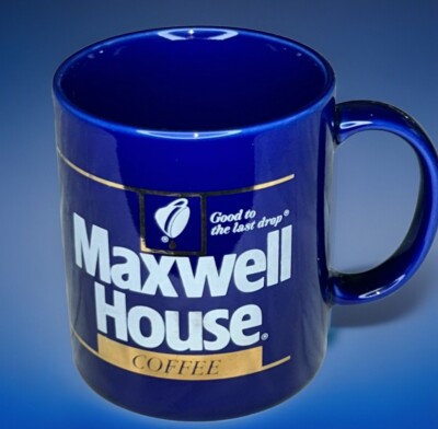 Maxwell House Coffee Mug Cup Good to the Last Drop 80s Blue Vintage LOT OF FIVE