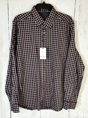 Robert Graham Cliff Shirt Mens XL Tailored Long Sleeve Button Black Check NWT