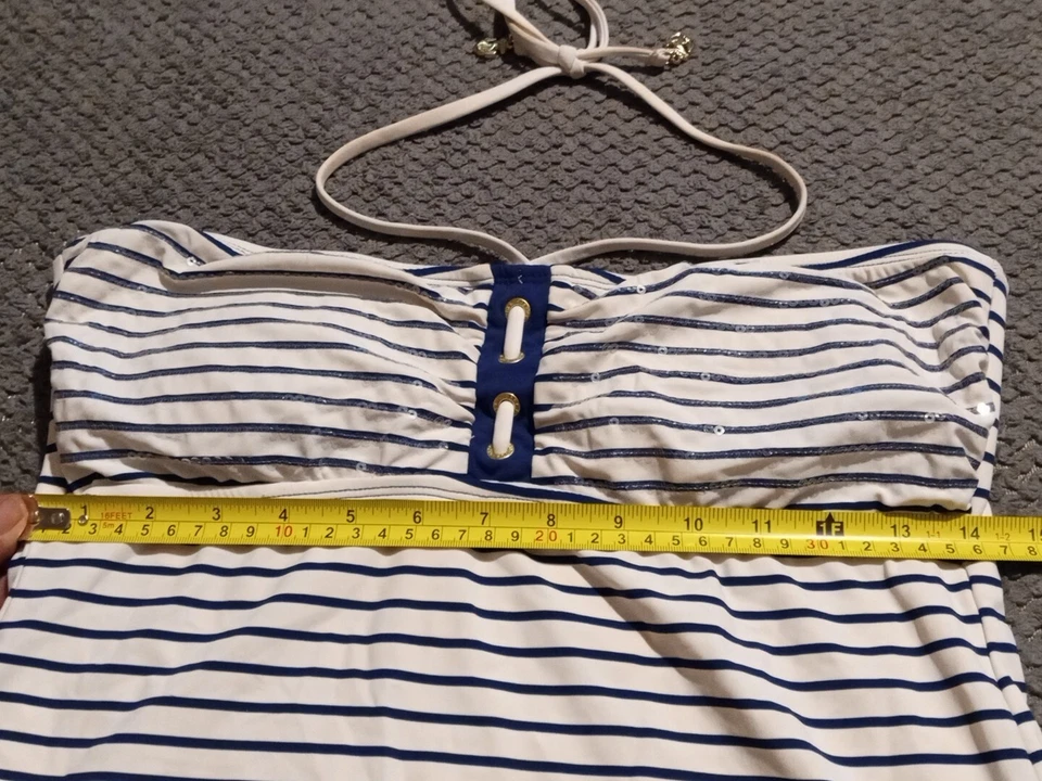 JUEGO DE BIKINI DE 2 PIEZAS SPERRY TOPSIDER PARA MUJER PRECIO DE VENTA SUGERIDO POR EL FABRICANTE $120 NÁUTICO AZUL MARINO Y MARFIL LENTEJUELAS Foto 3 de 4