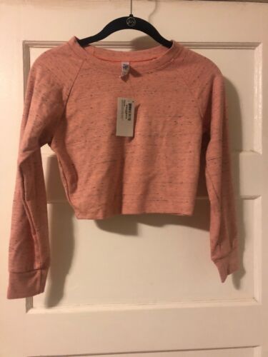 American Apparel Long Sleeve Crop Raglan Sweater Speckle Pink Small NWT - 第 1/11 張圖片