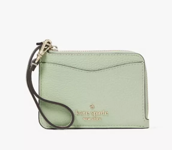 New Kate Spade Leila Card Holder Keychain ID Wristlet Coin Purse Light Green