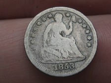 1853 P Seated Liberty Half Dime- Philadelphia, Good/VG Details, No Arrows