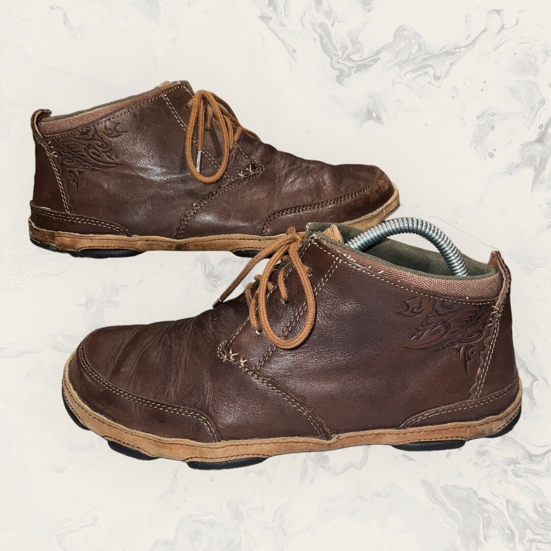 OluKai Kamuela Chukka Ankle Boots Shoe Brown Leather Casual Men’s Size